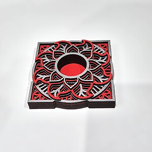 Suport lumanare mandala roșu