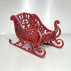 Sanie decorativă roșie din lemn