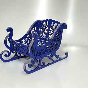 Sanie decorativă albastră din lemn - decorațiune Crăciun