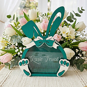 Iepuraș de Paște Decorativ și Suport pentru Bomboane - Model Green Delight