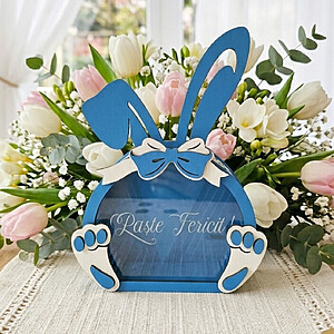 Iepuraș de Paște Decorativ și Suport pentru Bomboane - Model Blue Delight
