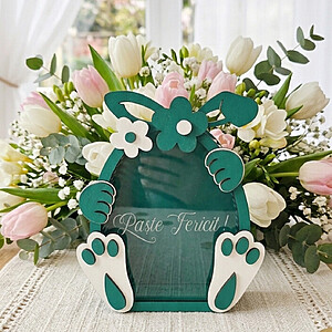 Iepuraș de Paște Decorativ și Suport pentru Bomboane - Model Green Bloom Sweetie