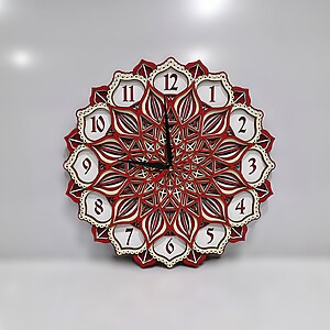 Ceas decorativ de perete Lotus roșu