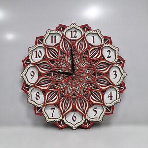 Ceas decorativ de perete Lotus roșu