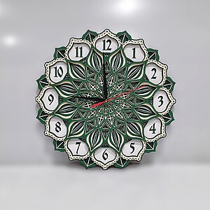 Ceas decorativ de perete Lotus - verde