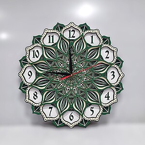 Ceas decorativ de perete Lotus - verde