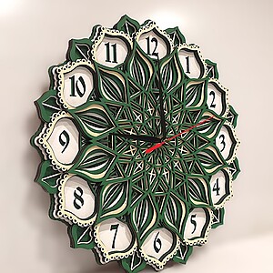 Ceas decorativ de perete Lotus - verde