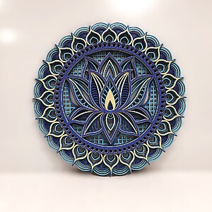 Mandala Lotus albastru/bleu/galben