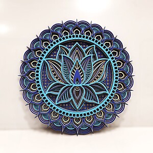 Mandala Lotus albastru/turcoaz/galben