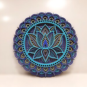 Mandala Lotus albastru/turcoaz/galben