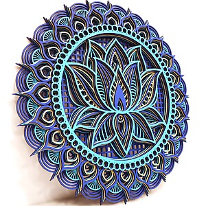 Mandala Lotus albastru/turcoaz/galben