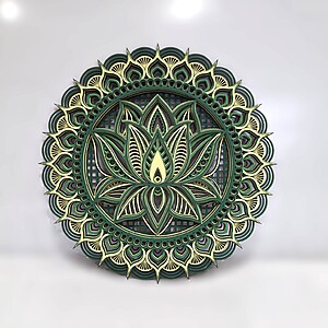 Mandala Lotus verde/galben