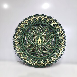 Mandala Lotus verde/galben