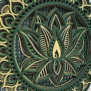 Mandala Lotus verde/galben